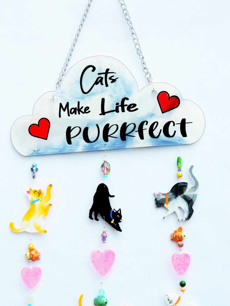 Cat Lover Resin Mobile Wall Hanging, Kitty Decor