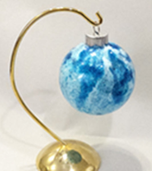 Blues and Whites with Glitters Glass Christmas Ornament