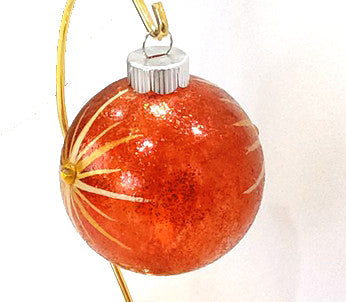 Gold Star on Rusty Orange Glittered Glass Christmas Ornament