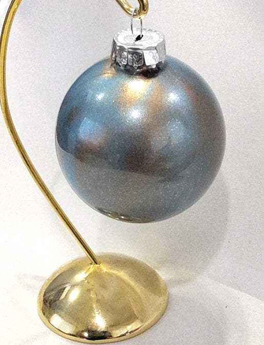 Blue and Bronze Marble Effect Glass Christmas Ornament