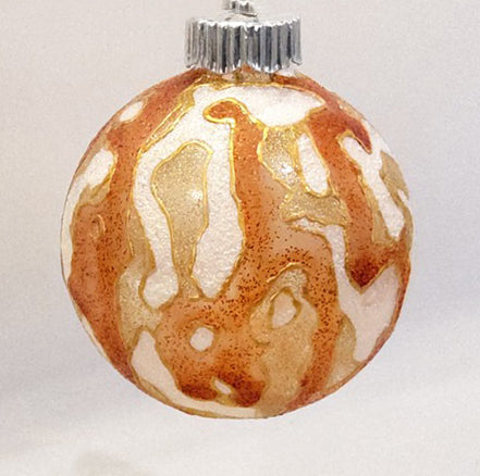 Copper, Gold and Pearl Drip Effect Glass Christmas Ornament