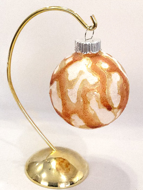 Copper, Gold and Pearl Drip Effect Glass Christmas Ornament