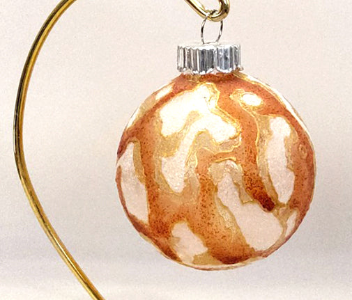 Copper, Gold and Pearl Drip Effect Glass Christmas Ornament