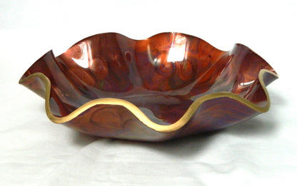 Burgundy Purple Copper Fluted Resin Bowl, Modern Home Decor, Handmade Bowl, Table Centerpiece, Serving Dish, Unique gift