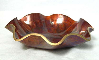 Burgundy Purple Copper Fluted Resin Bowl, Modern Home Decor, Handmade Bowl, Table Centerpiece, Serving Dish, Unique gift