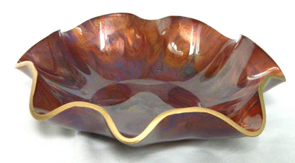 Burgundy Purple Copper Fluted Resin Bowl, Modern Home Decor, Handmade Bowl, Table Centerpiece, Serving Dish, Unique gift