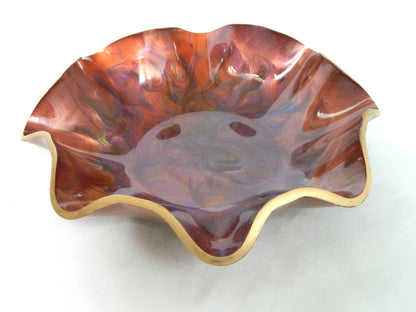 Burgundy Purple Copper Fluted Resin Bowl, Modern Home Decor, Handmade Bowl, Table Centerpiece, Serving Dish, Unique gift