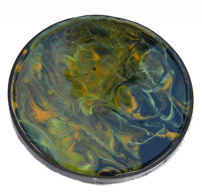 Greens, Orange and Black Abstract Swirl Effect Coaster Set