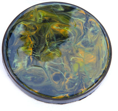 Greens, Orange and Black Abstract Swirl Effect Coaster Set