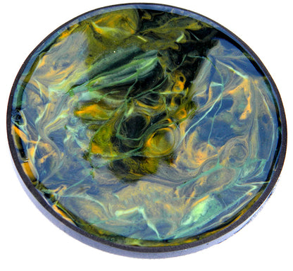 Greens, Orange and Black Abstract Swirl Effect Coaster Set