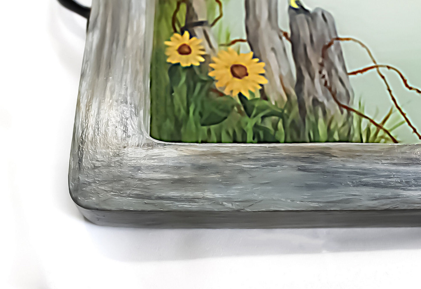 Rustic Birdhouse With Sunflowers Hand Painted Serving Tray