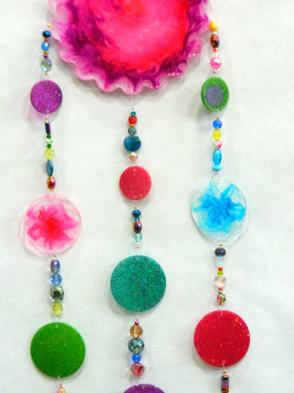 Resin "Blooms" with Colorful Beads Suncatcher/Wall Hanging