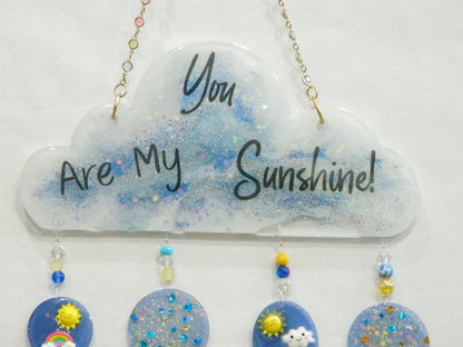 Resin "You Are My Sunshine" Hanging Mobile,  Nursery Decor, Sun Theme Mobile, Baby Room Decor, Sun Rays, Personalized gifts