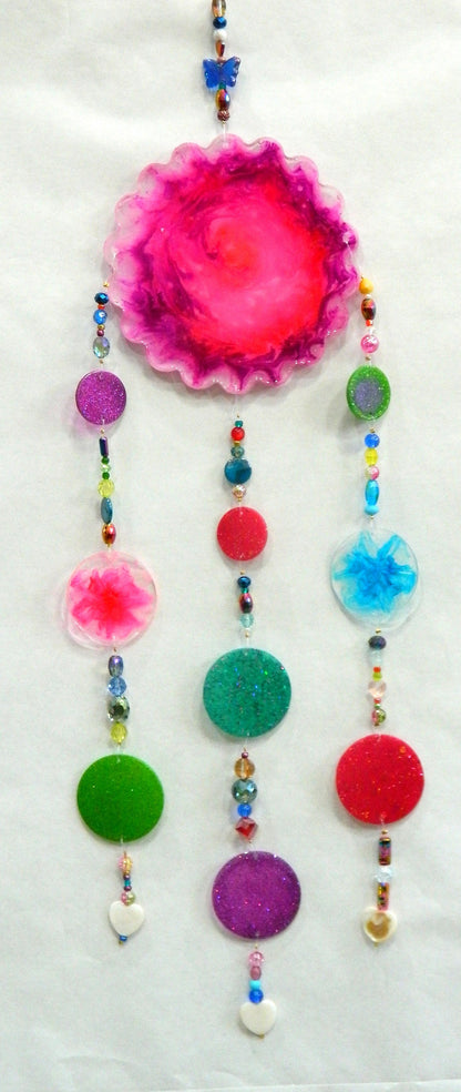 Resin "Blooms" with Colorful Beads Suncatcher/Wall Hanging