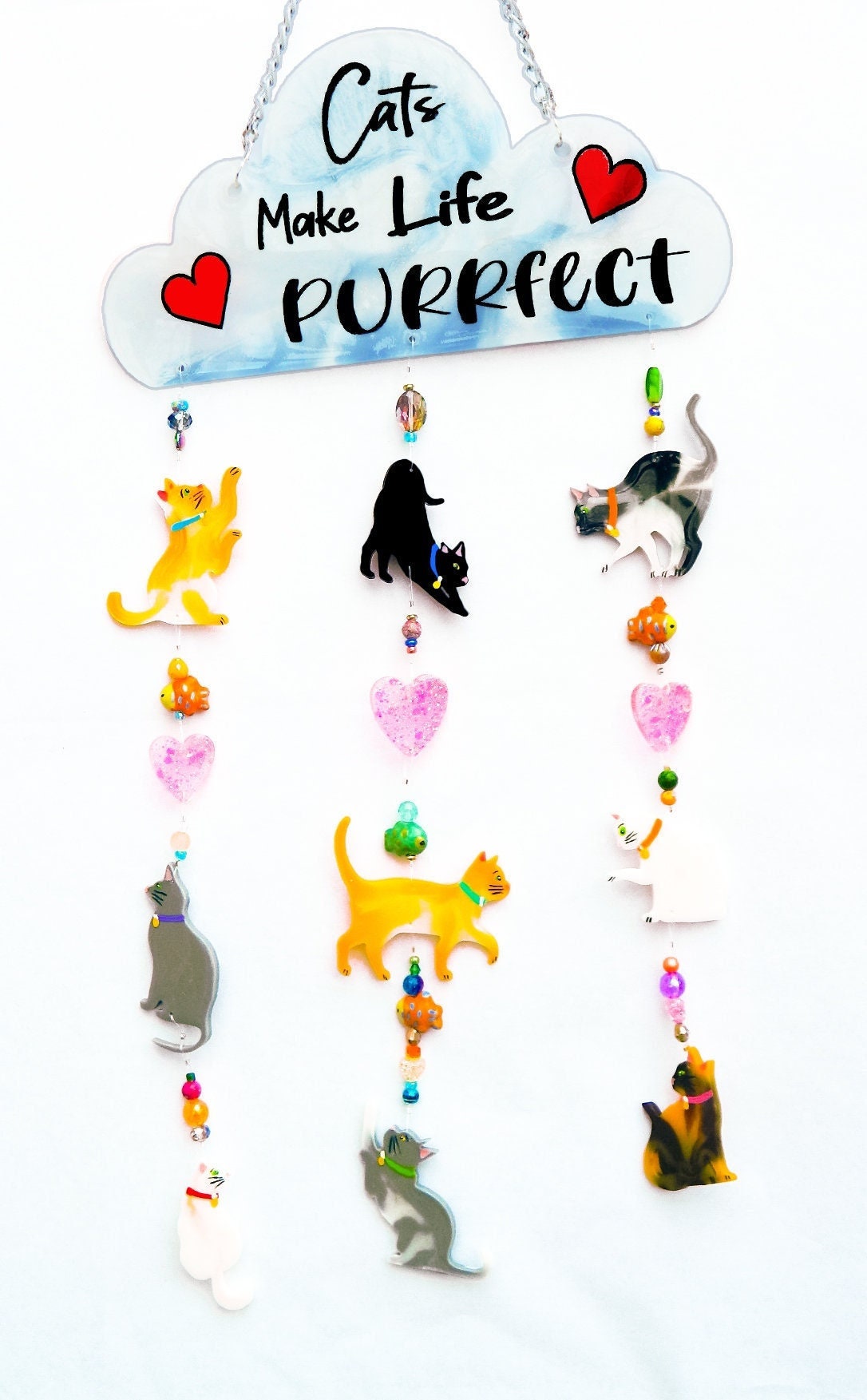 Cat Lover Resin Mobile or Wall Hanging, Kitty Lovers Decor