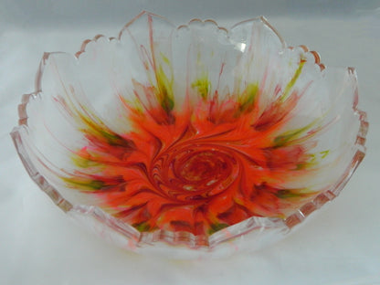 Orange Sunburst Resin Bloom Bowl, Large Dramatic Bowl, Home Decor Centerpiece, Unique Serving Bowl, Housewarming Gift, Gift for her