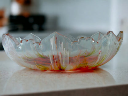 Orange Sunburst Resin Bloom Bowl, Large Dramatic Bowl, Home Decor Centerpiece, Unique Serving Bowl, Housewarming Gift, Gift for her