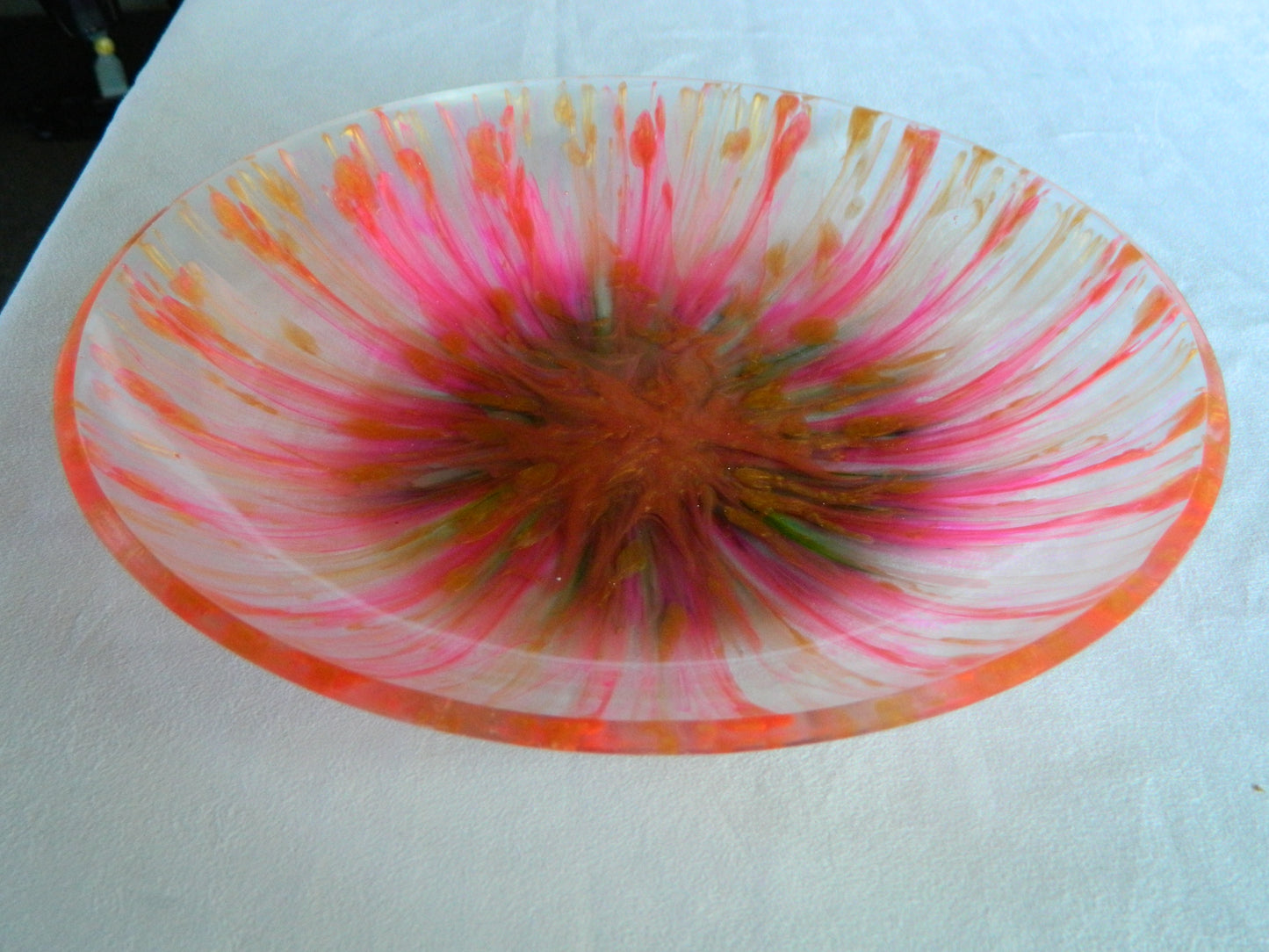 Pink & Gold Shallow Resin Bowl, Serve Ware, Statement Piece