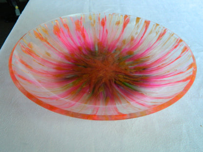 Pink & Gold Shallow Resin Bowl, Serve Ware, Statement Piece