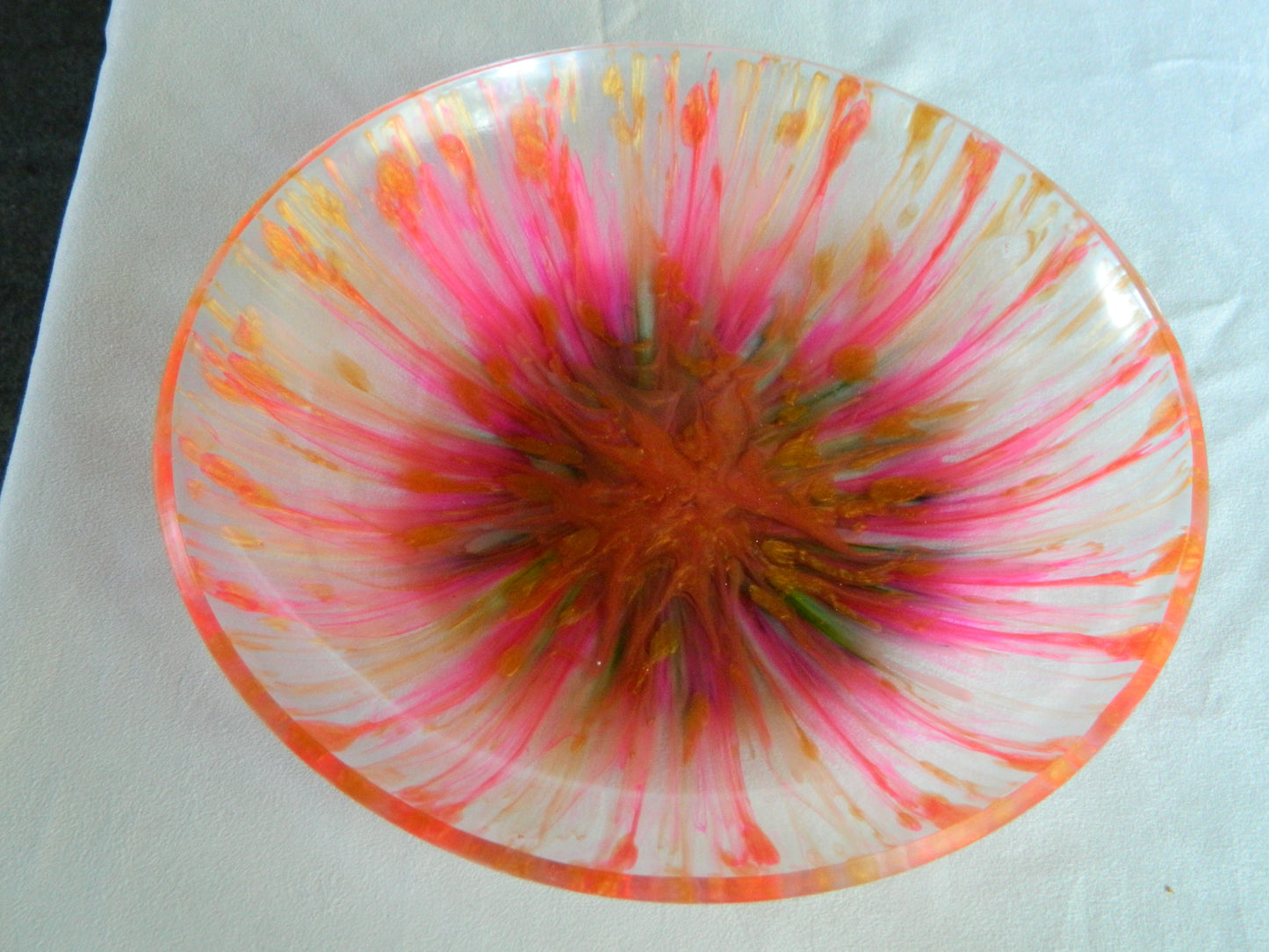 Pink & Gold Shallow Resin Bowl, Serve Ware, Statement Piece