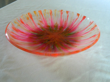 Pink & Gold Shallow Resin Bowl, Serve Ware, Statement Piece