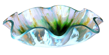 Aqua, Green, Yellow Gold & White Bloom Resin Serving Bowl